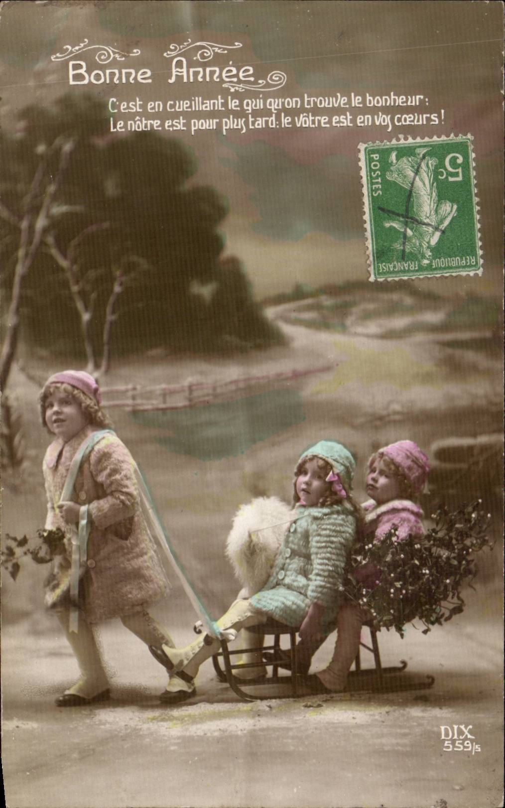 CPA Phantasie-KinderToboggan