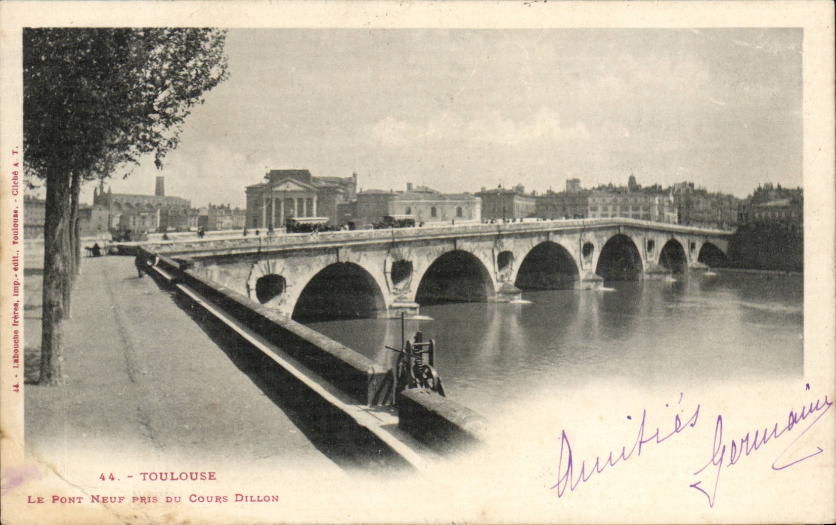 CPA Toulouse Le pont neuf pris du cours Dillon