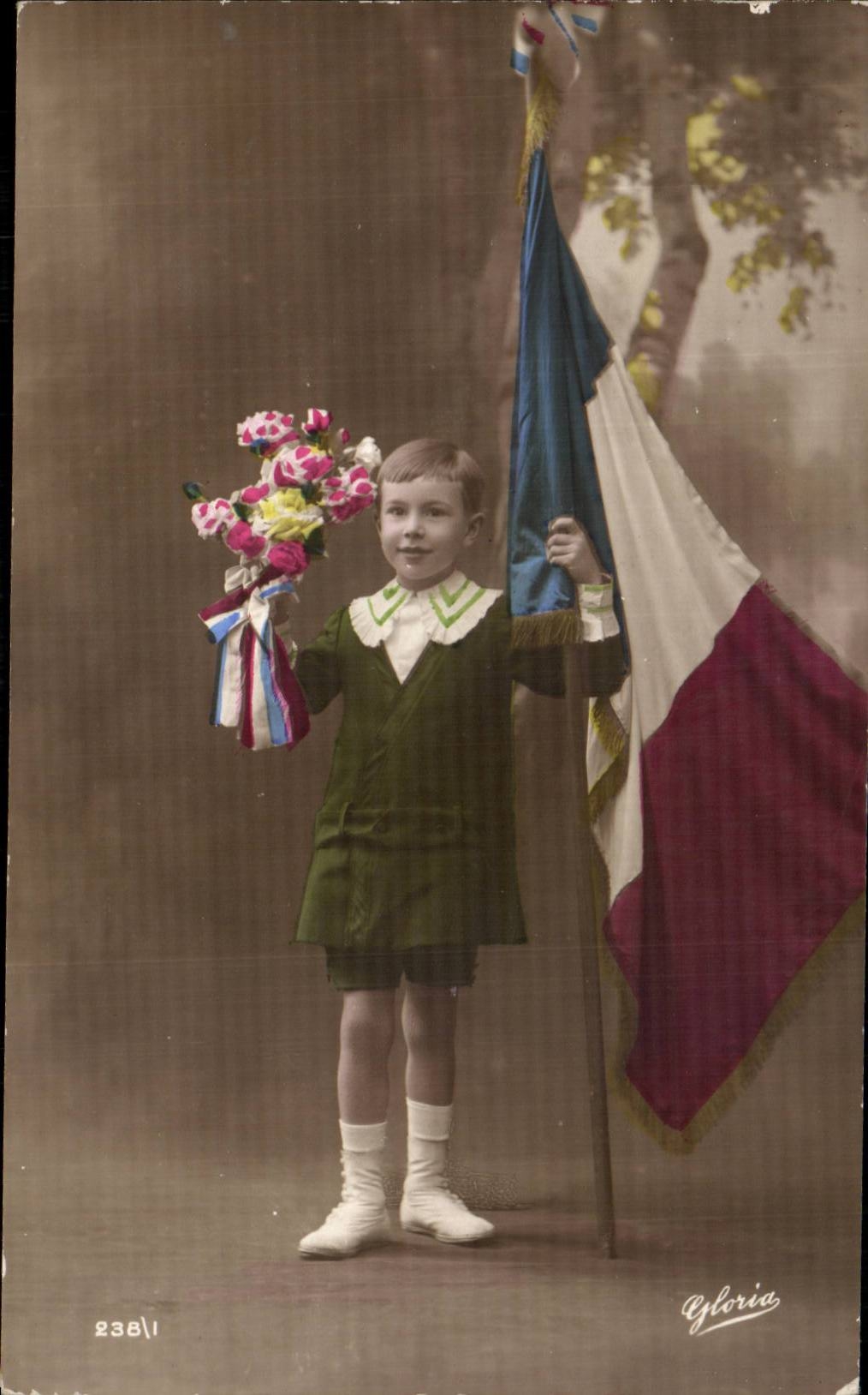 CPA Phantasie-Kind-Franzose-Markierungsfahne