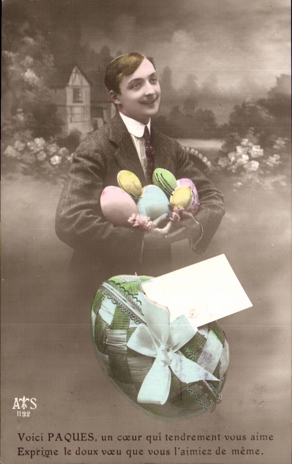 CPA Phantasie-Mann Ostern Ostern