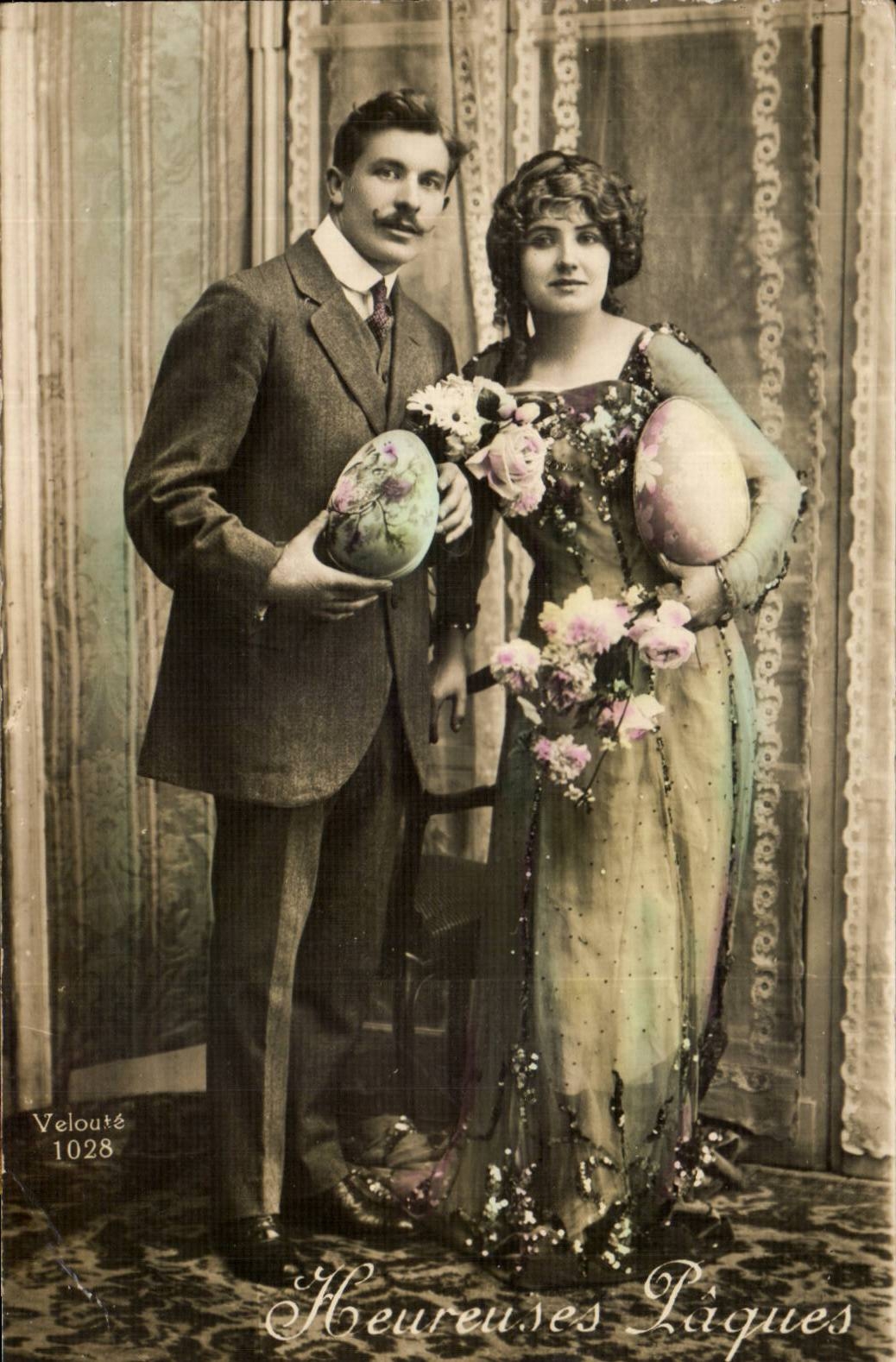 CPA Phantasie-Frau Ostern Ostern