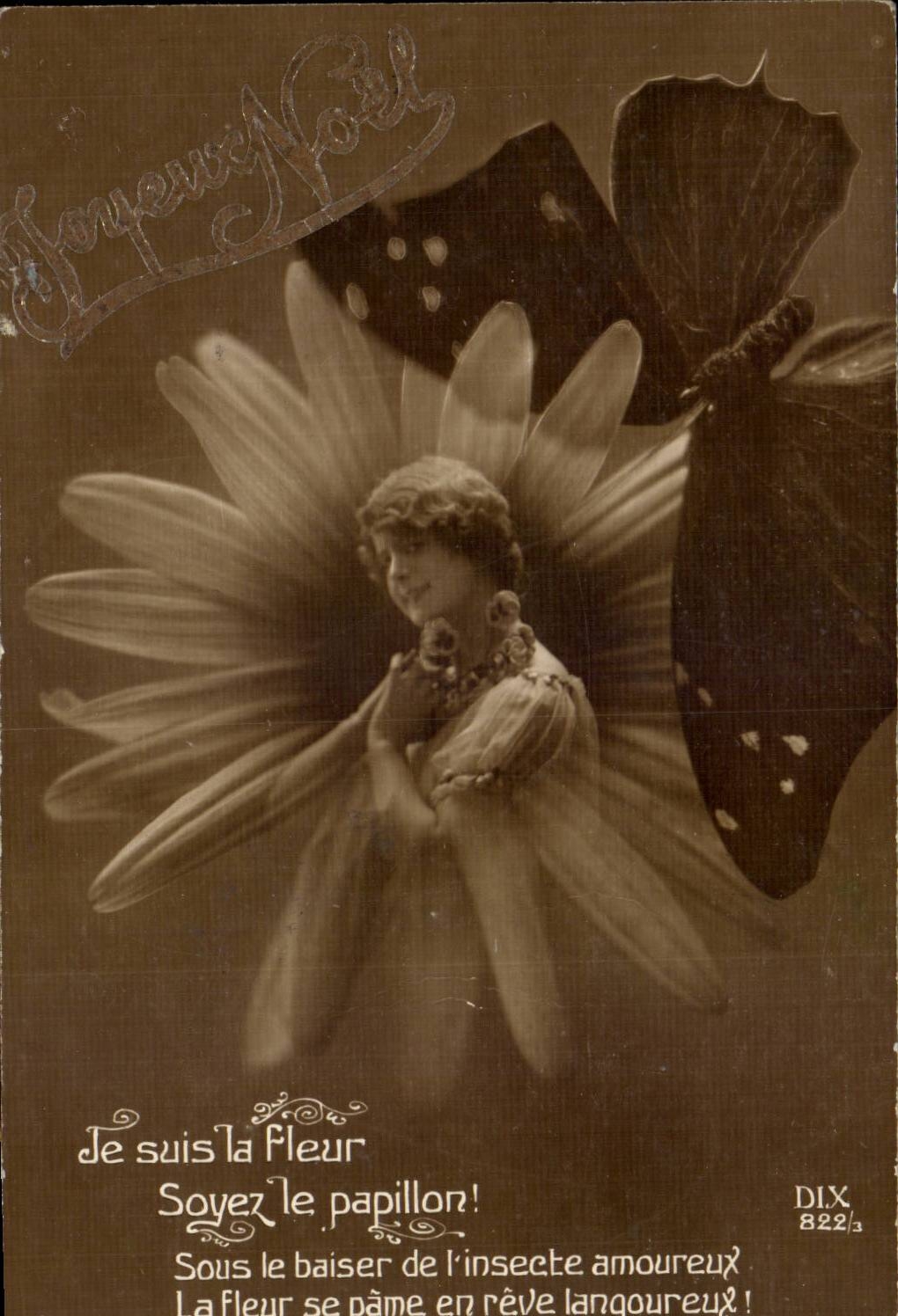 CPA Fantasy Woman I am the flower Are the butterfly Butterfly No5el Christmas