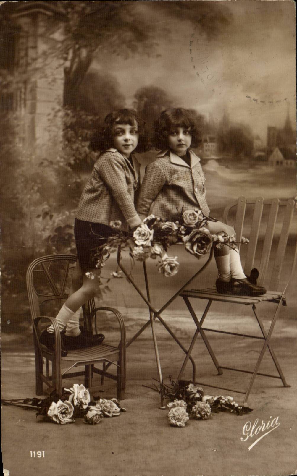 CPA Phantasie-Zwilling-Kind-Zwillinge