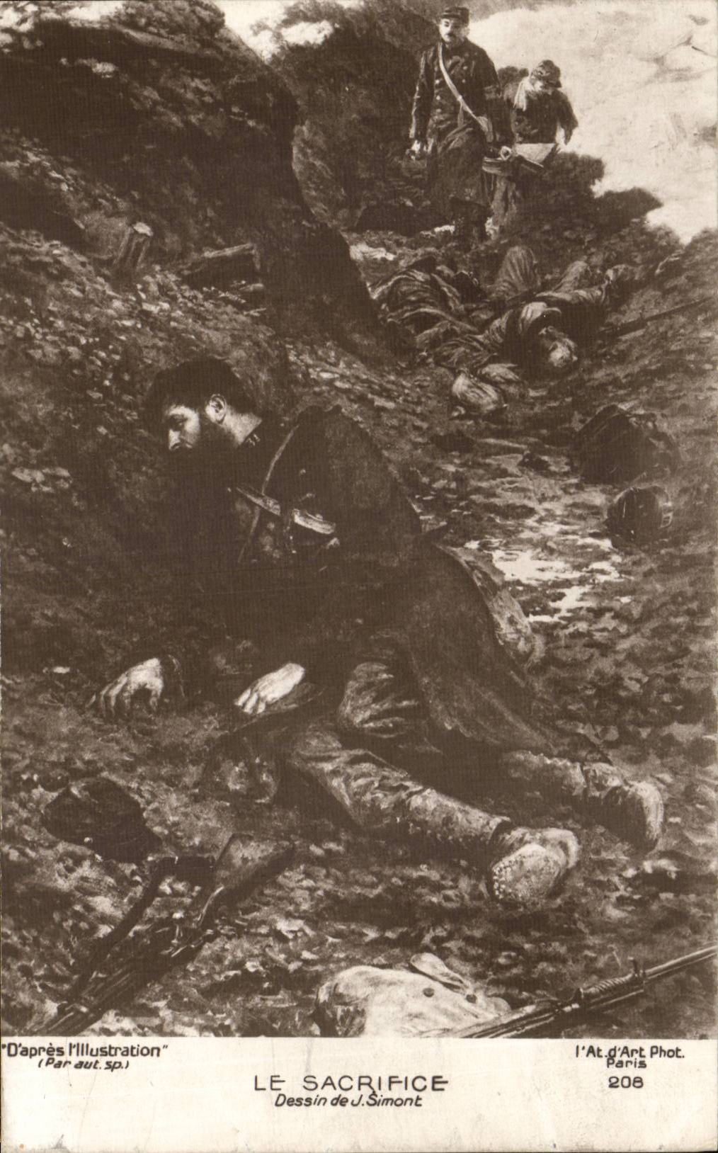 CPA Militaria Le sacrifice Dessin de J simont 
