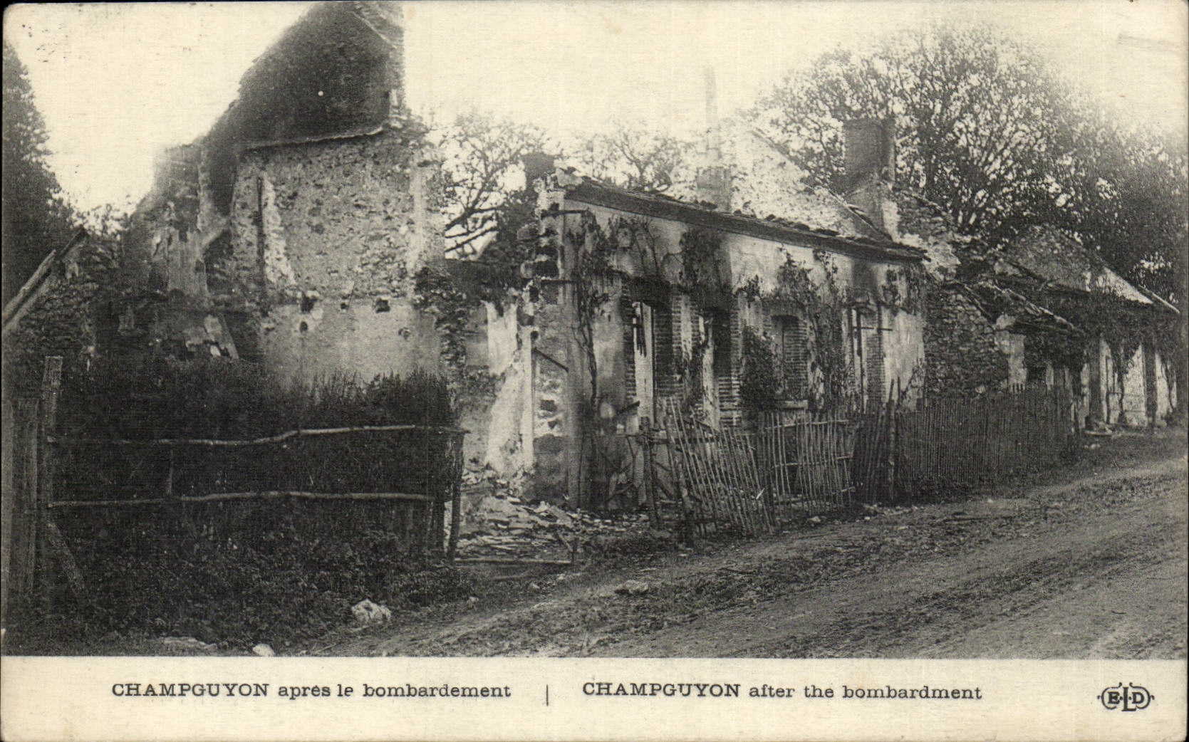 CPA Champguyon after the bombardment