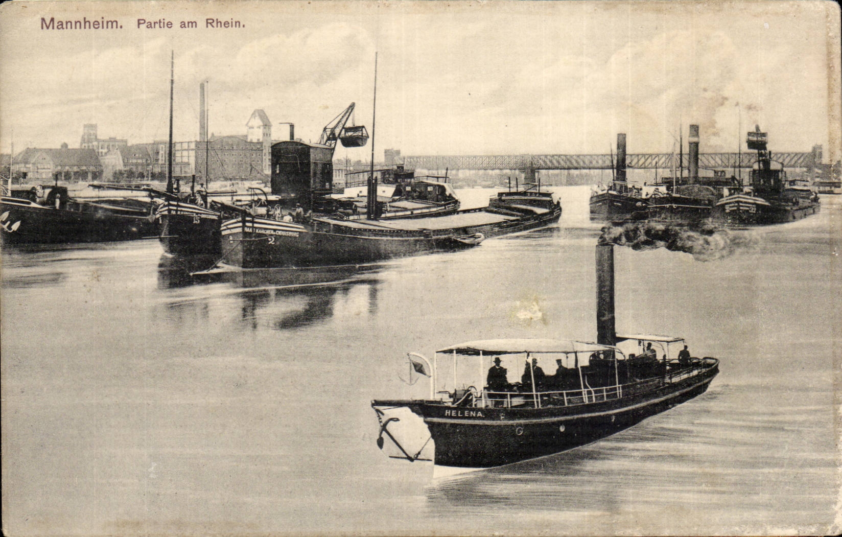 CPA Mannheim Left amndt Rhiein (boat) Helena