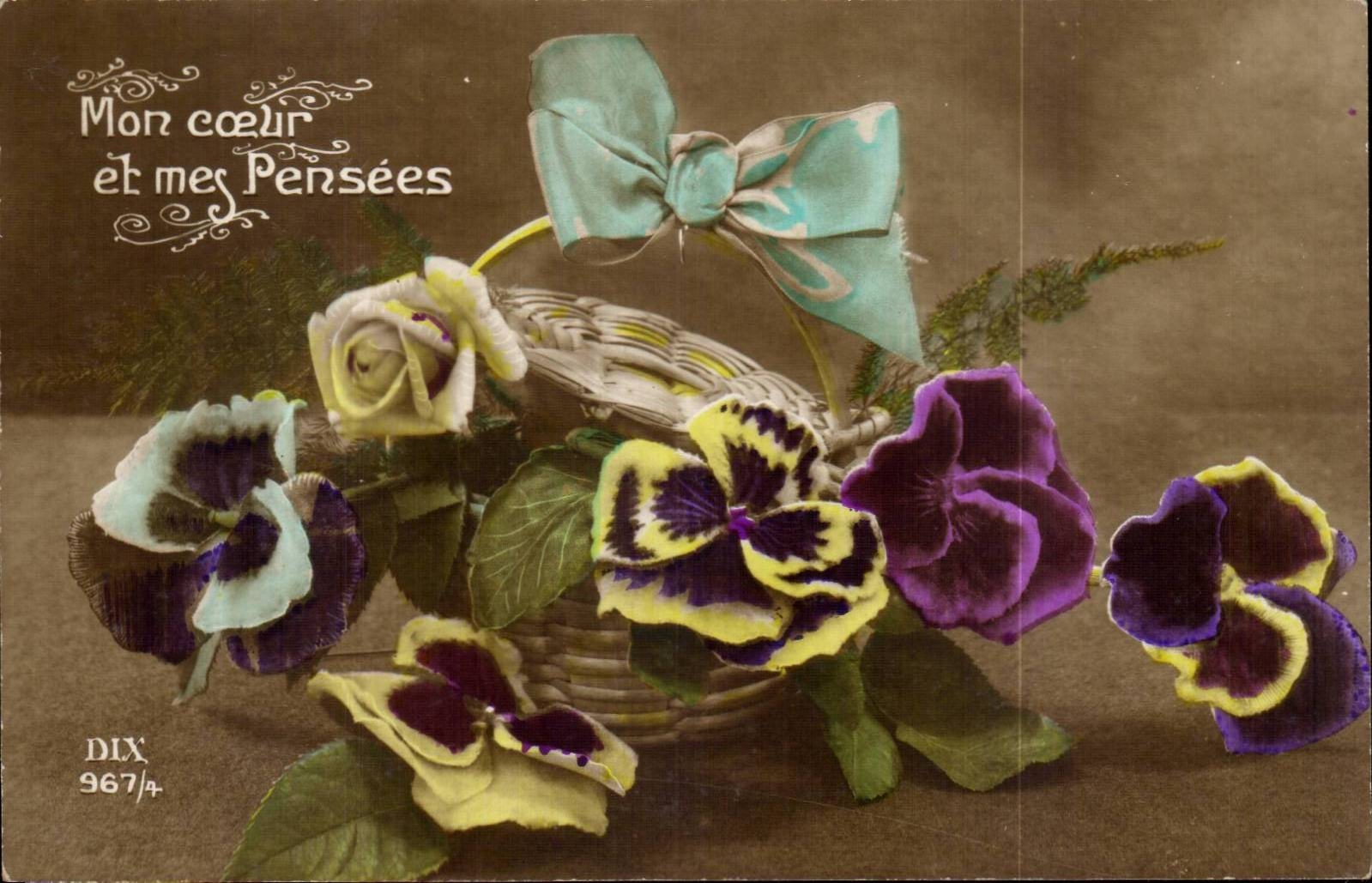 CPA Phantasie bluht mein Herz und meine Gedanken