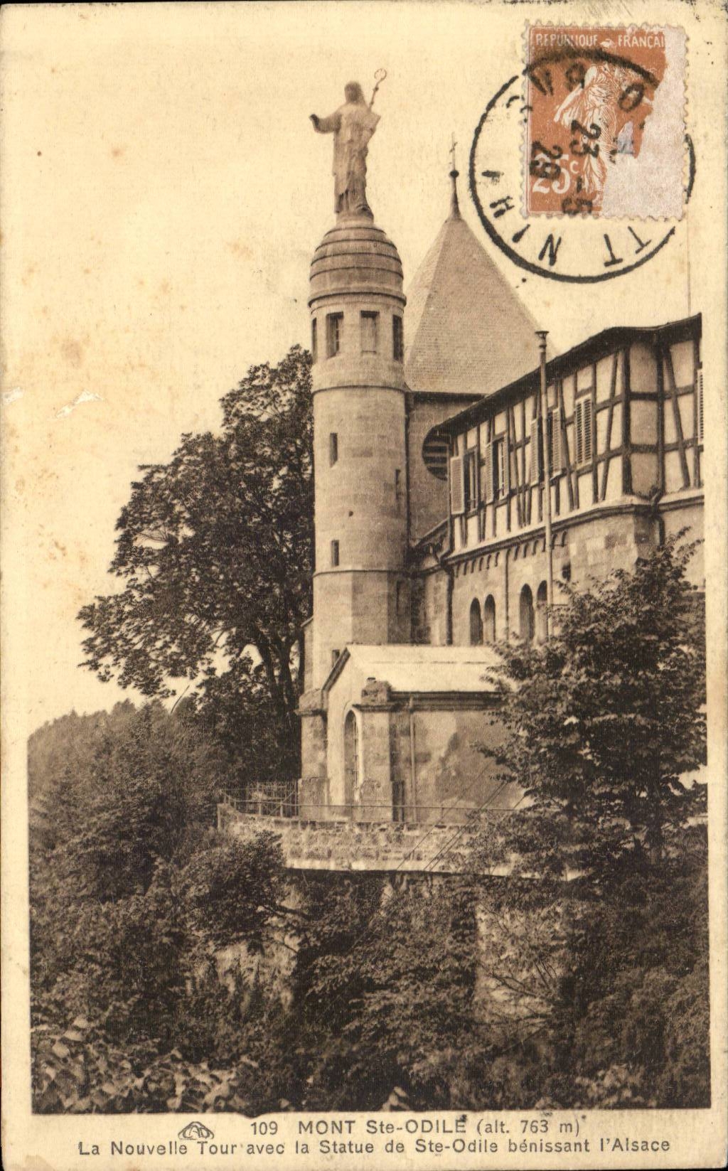 Mont Saint ragen Odile CPA die Nachrichten mit Statue Segens Elsass des Co-Odile hoch