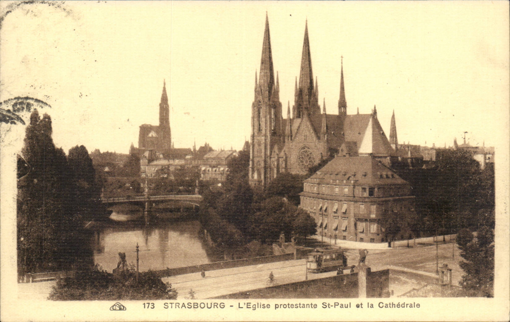 CPA Strasbourg the Protestant church St Paul and the cathedral