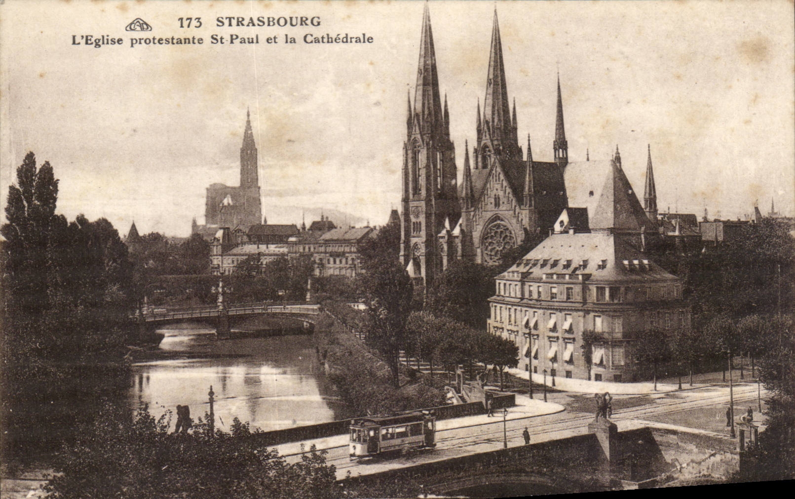 CPA Strasbourg Church prostestante St Paul and cathedral