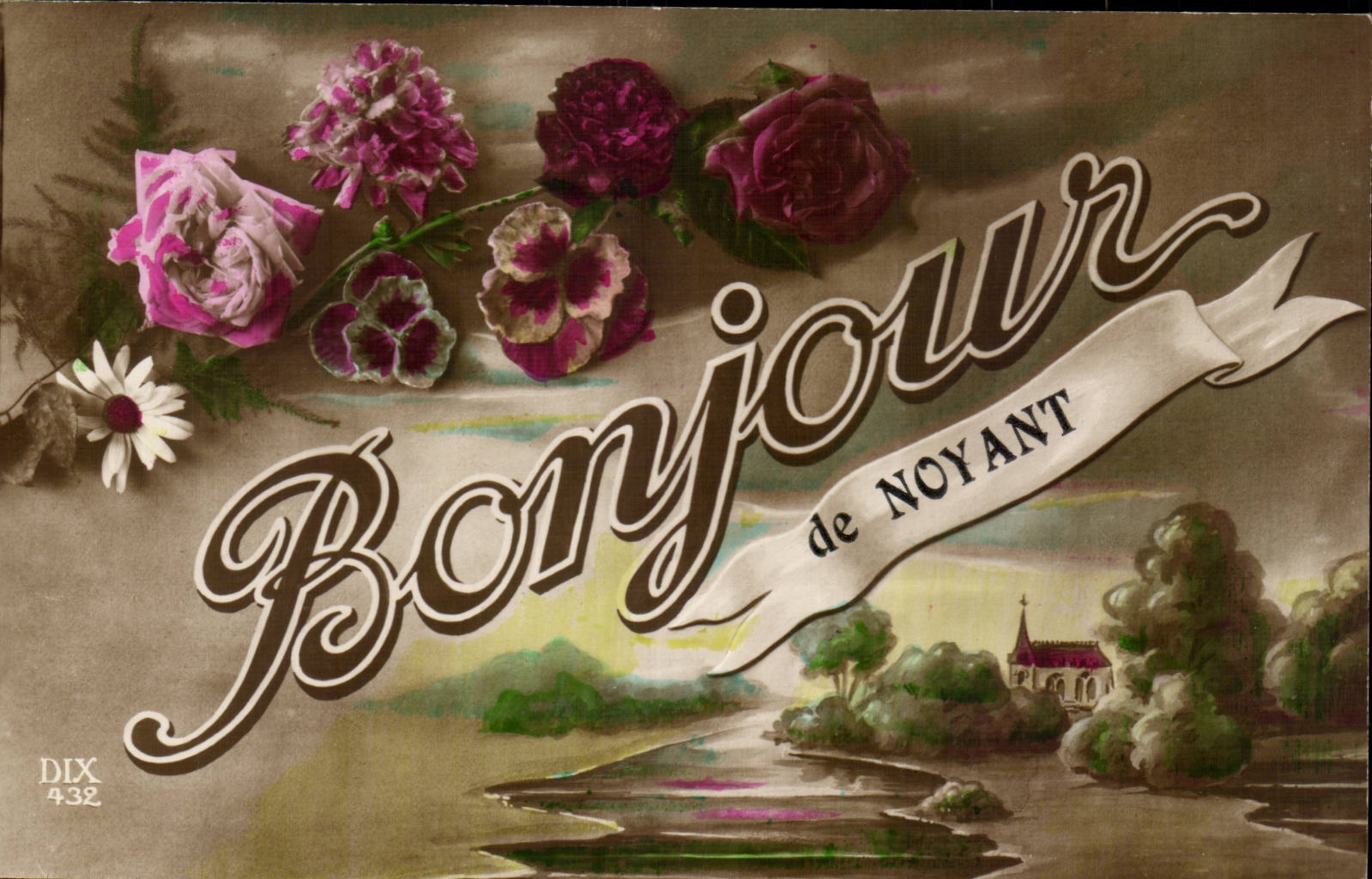 CPA Phantasie-Blumen hallo des Ertrinkens