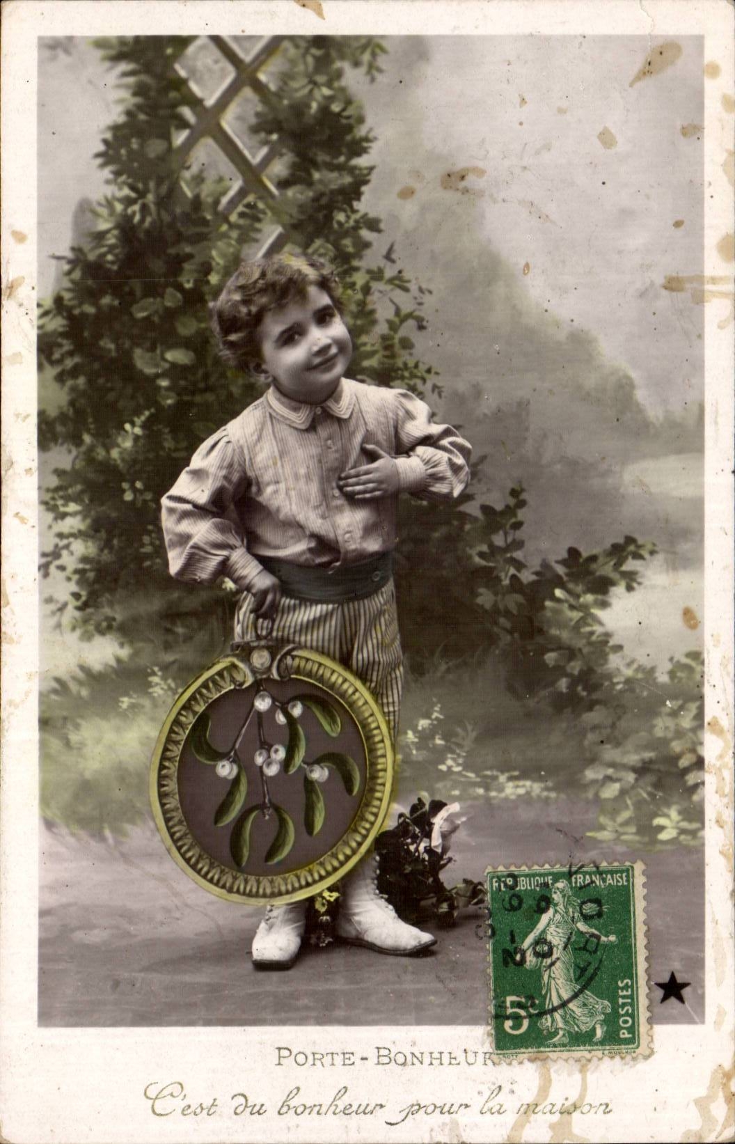 CPA Phantasie-Kind-Jungen-Gattergluck