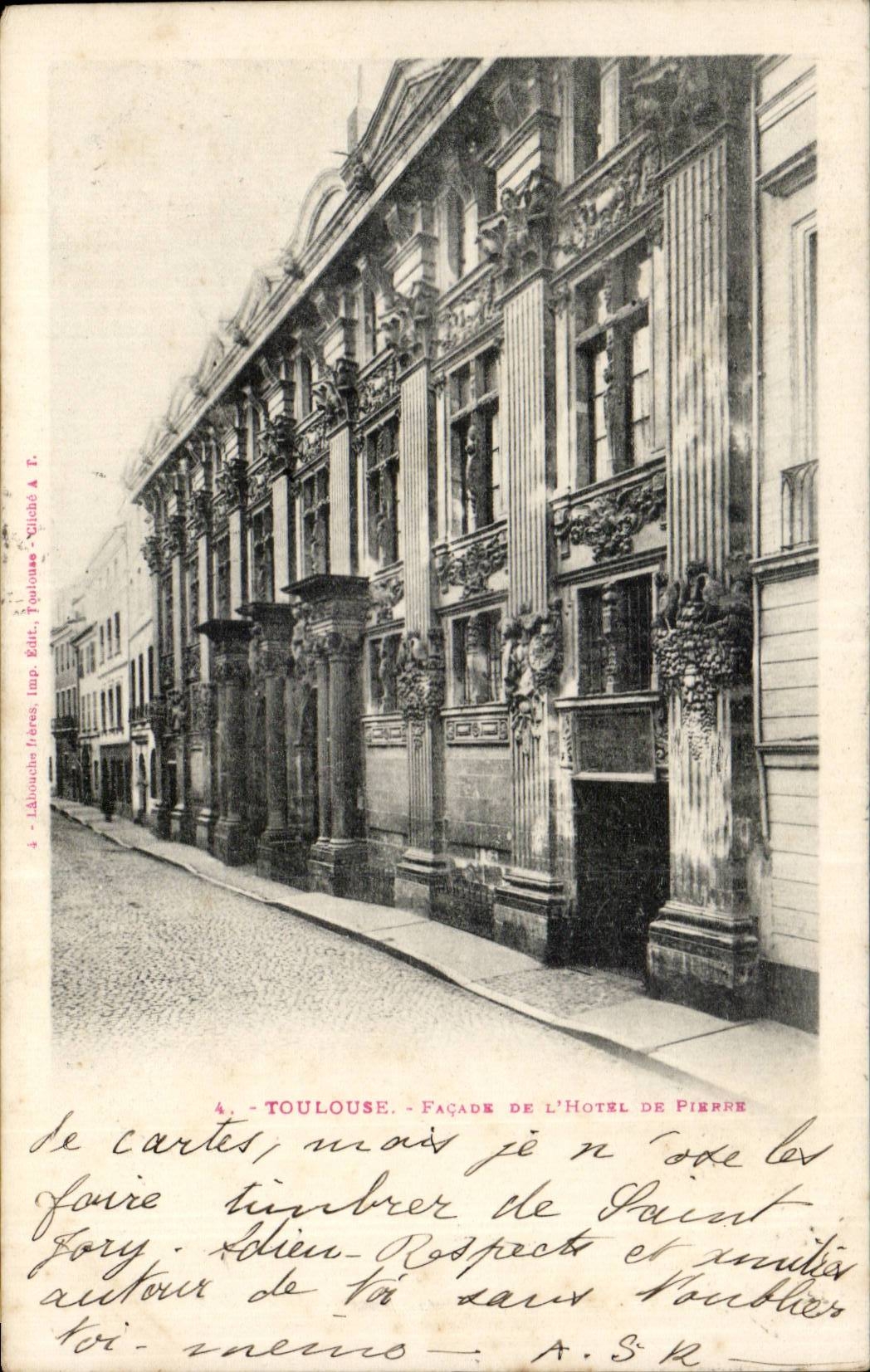 CPA Toulouse Facade de l'hotel de Pierre