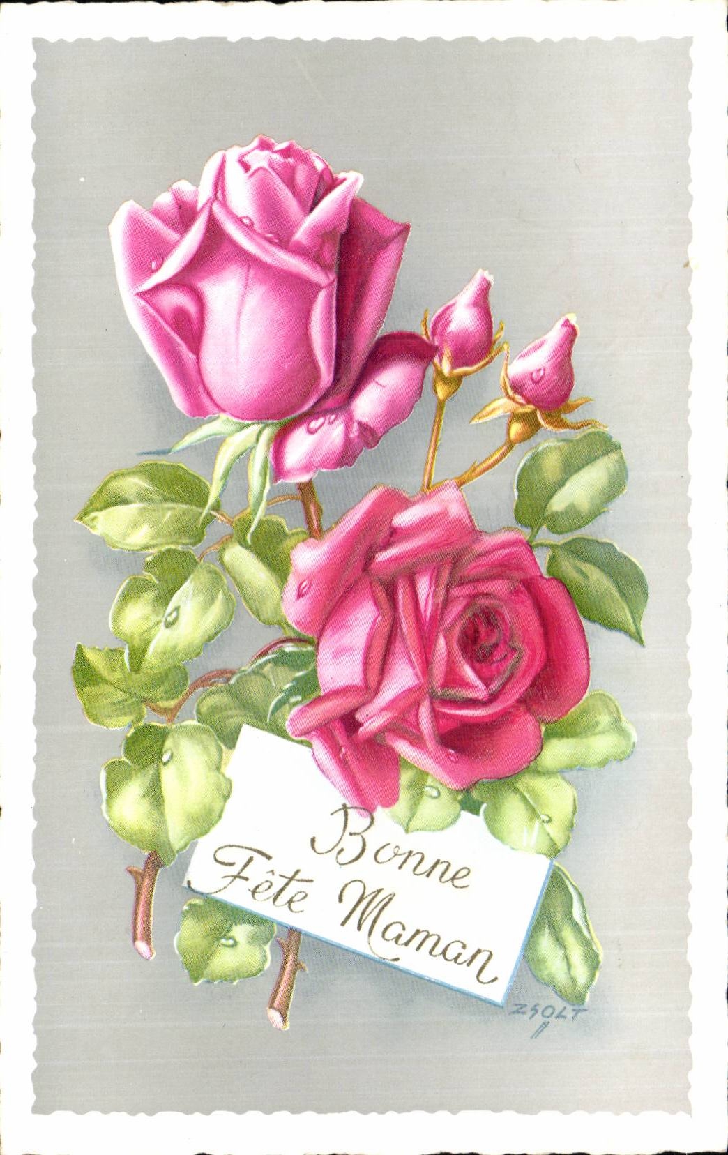 CPA Phantasie-Blume Rose Bonne feiert Mamma