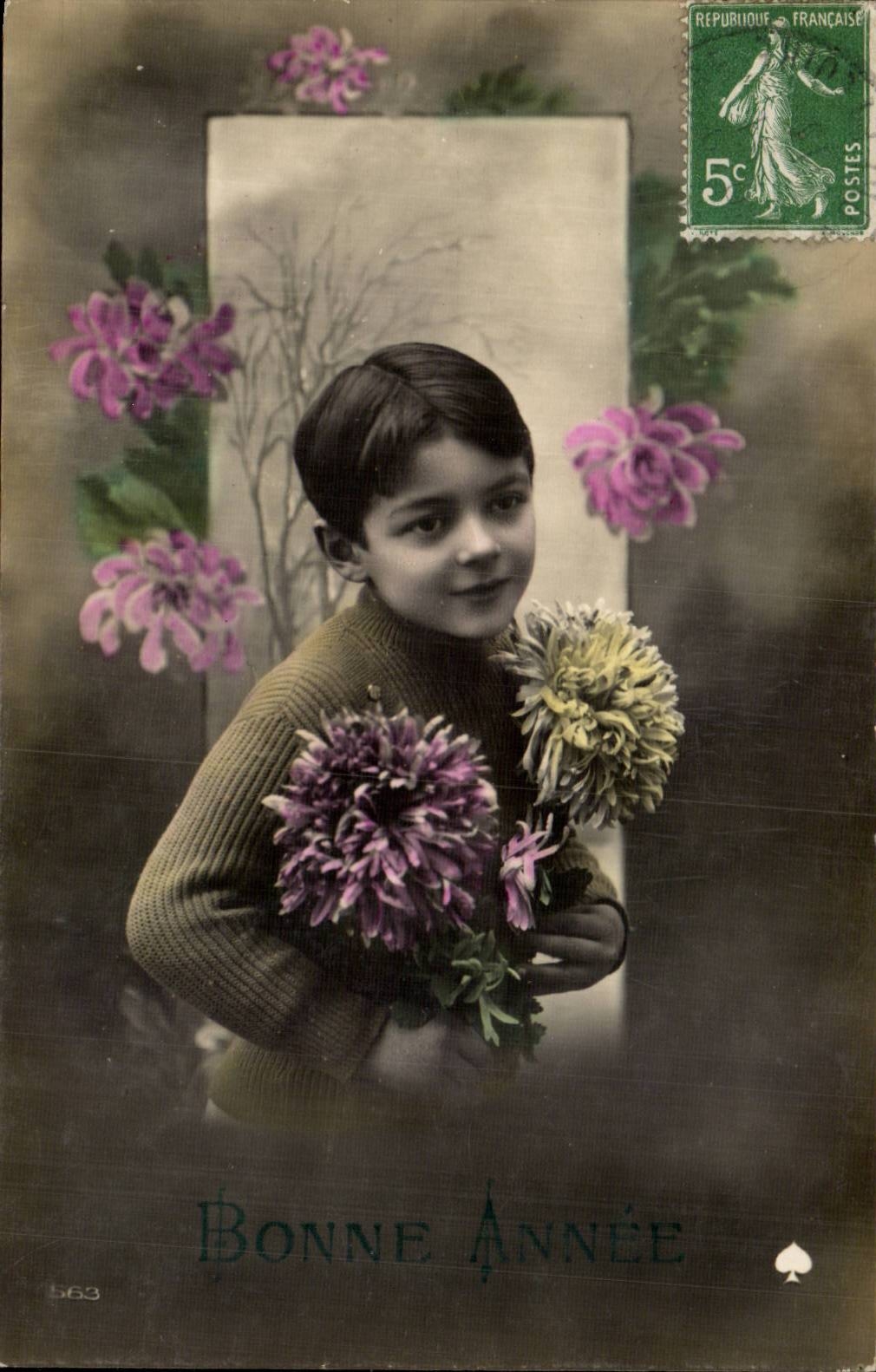 CPA Phantasie-Kind-Jungen-gluckliches neues Jahr