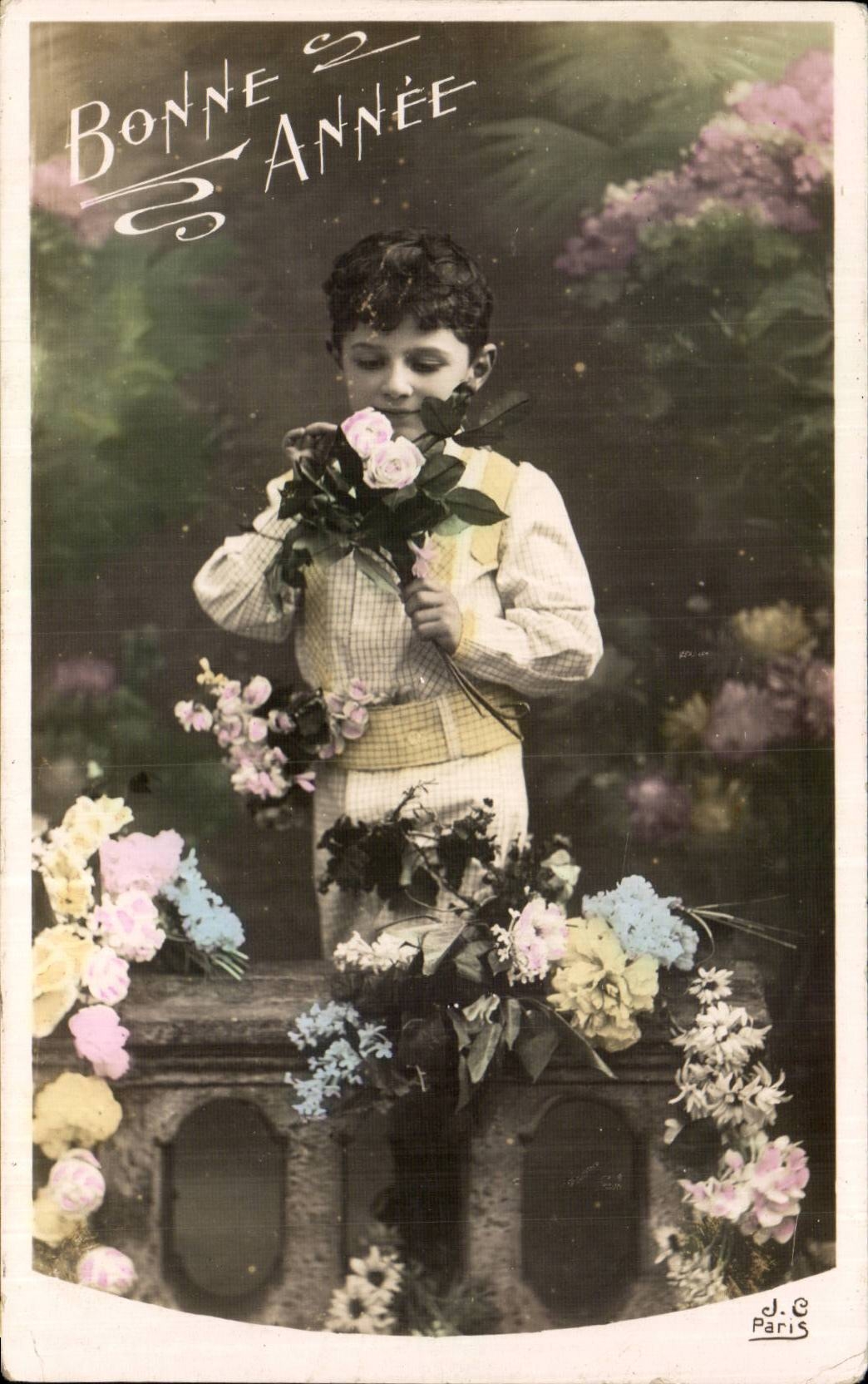 CPA Phantasie-Kind-Jungen-gluckliches neues Jahr