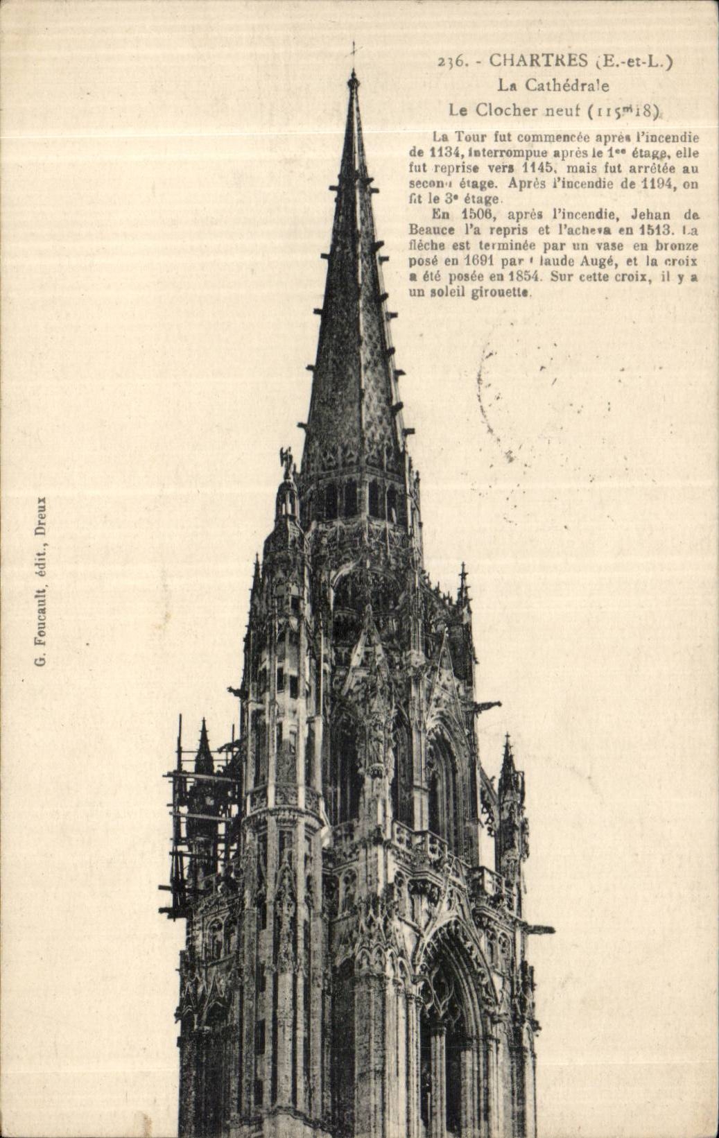 CPA Chartres Kathedrale der neue Glockeaufsatz