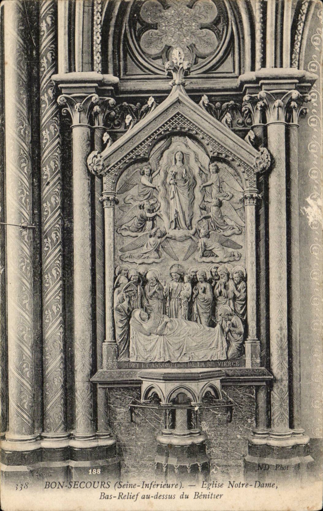 CPA Bonsecours Church Our Low relief with the top of the stoup