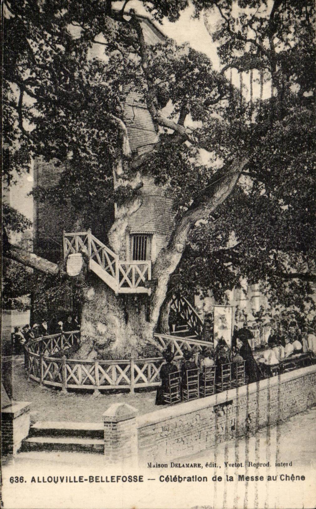 CPA Allouville Bellefosse Celebration of the mass to the oak