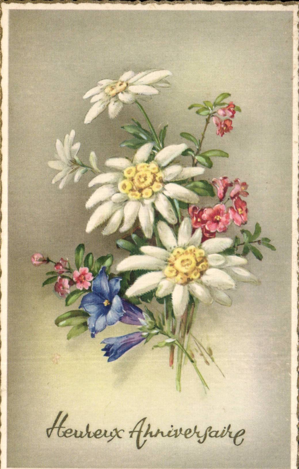 CPA Phantasie-glucklicher Blumengeburtstag