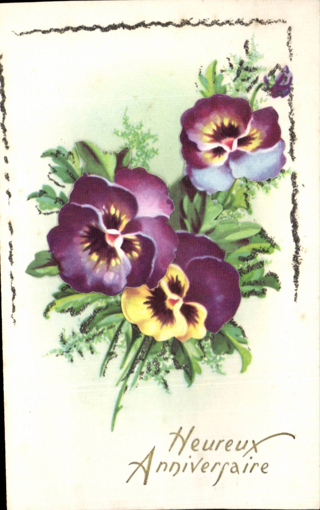 CPA Phantasie-glucklicher Blumengeburtstag