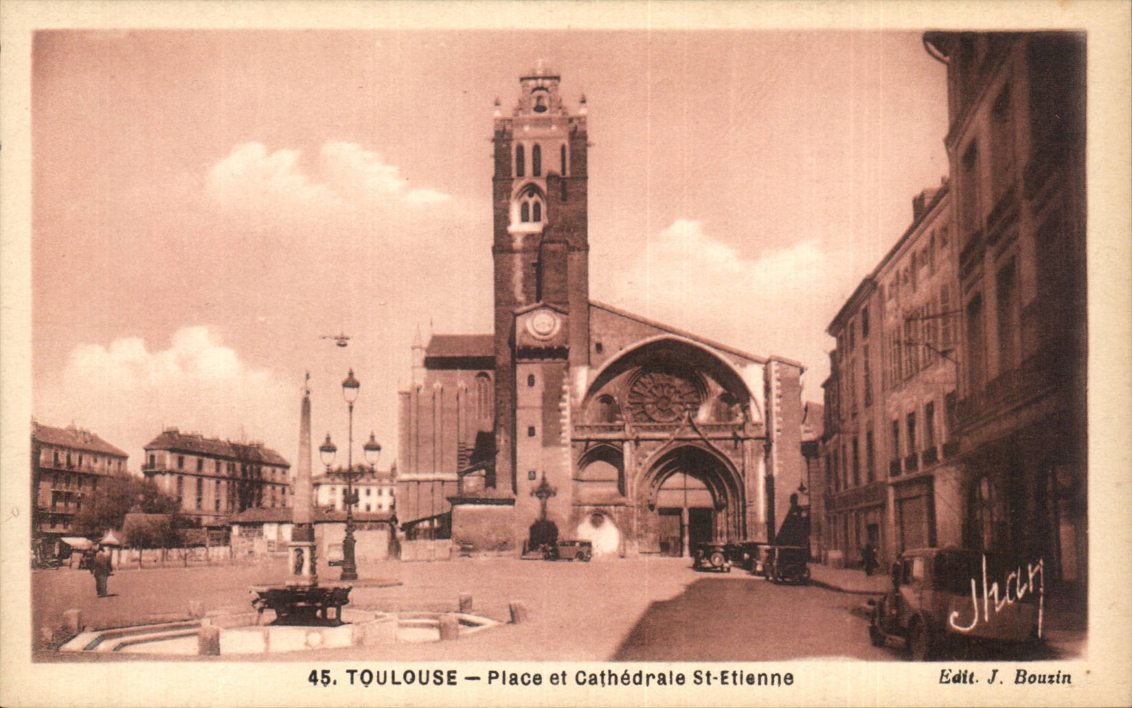 CPA Toulouse Place et cathedrale St Etienne