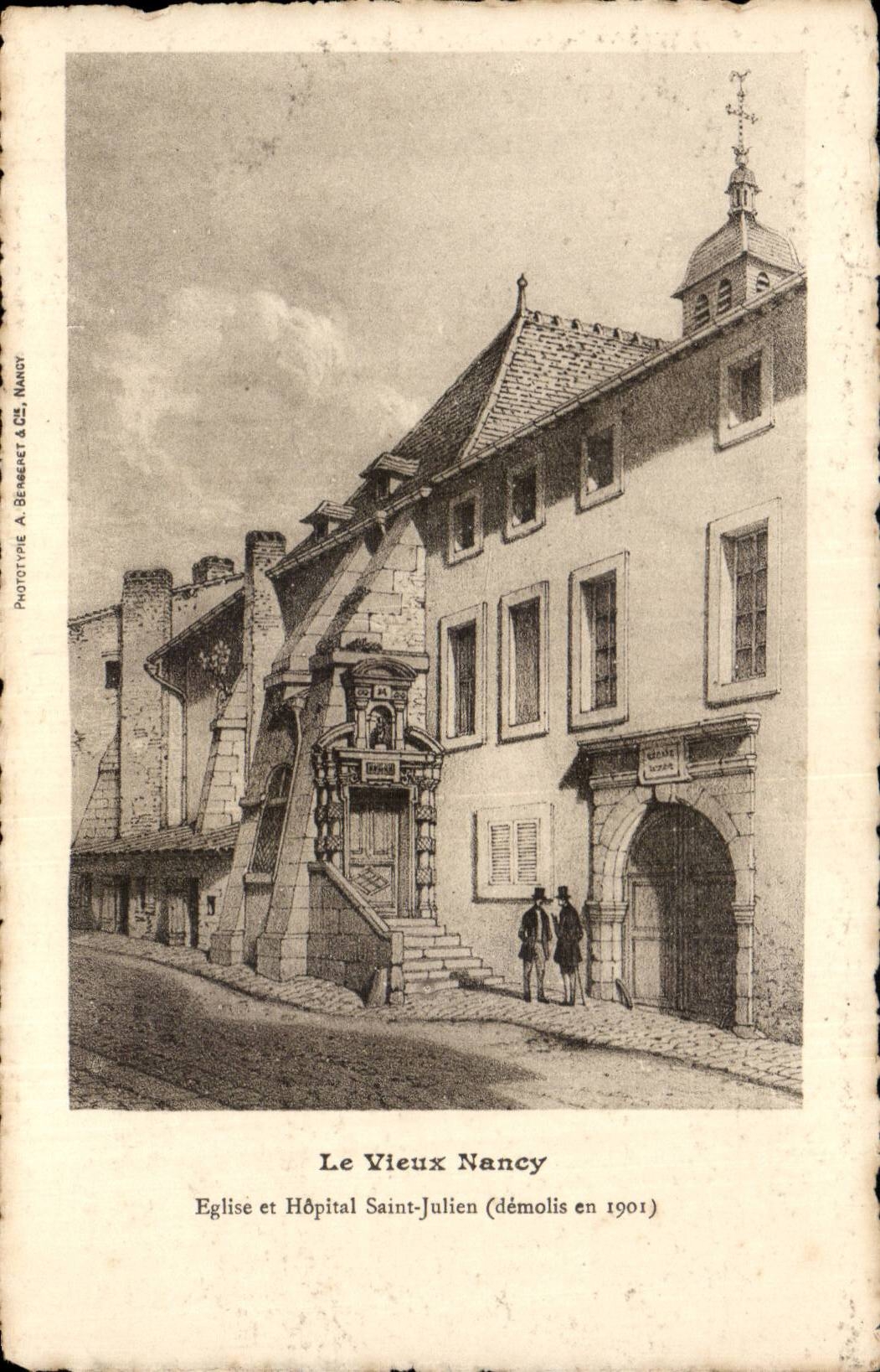 CPA Nancy Eglise et Hopital Saint Julien (demolis en 1901)