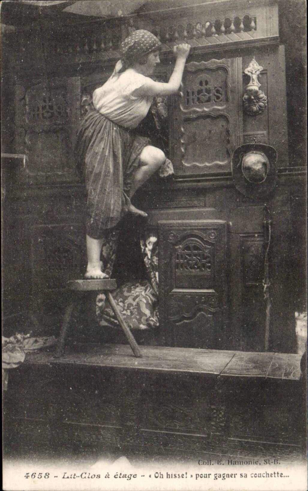 Betten Folklore-Kostum Bretagne-CPA geschlossenes