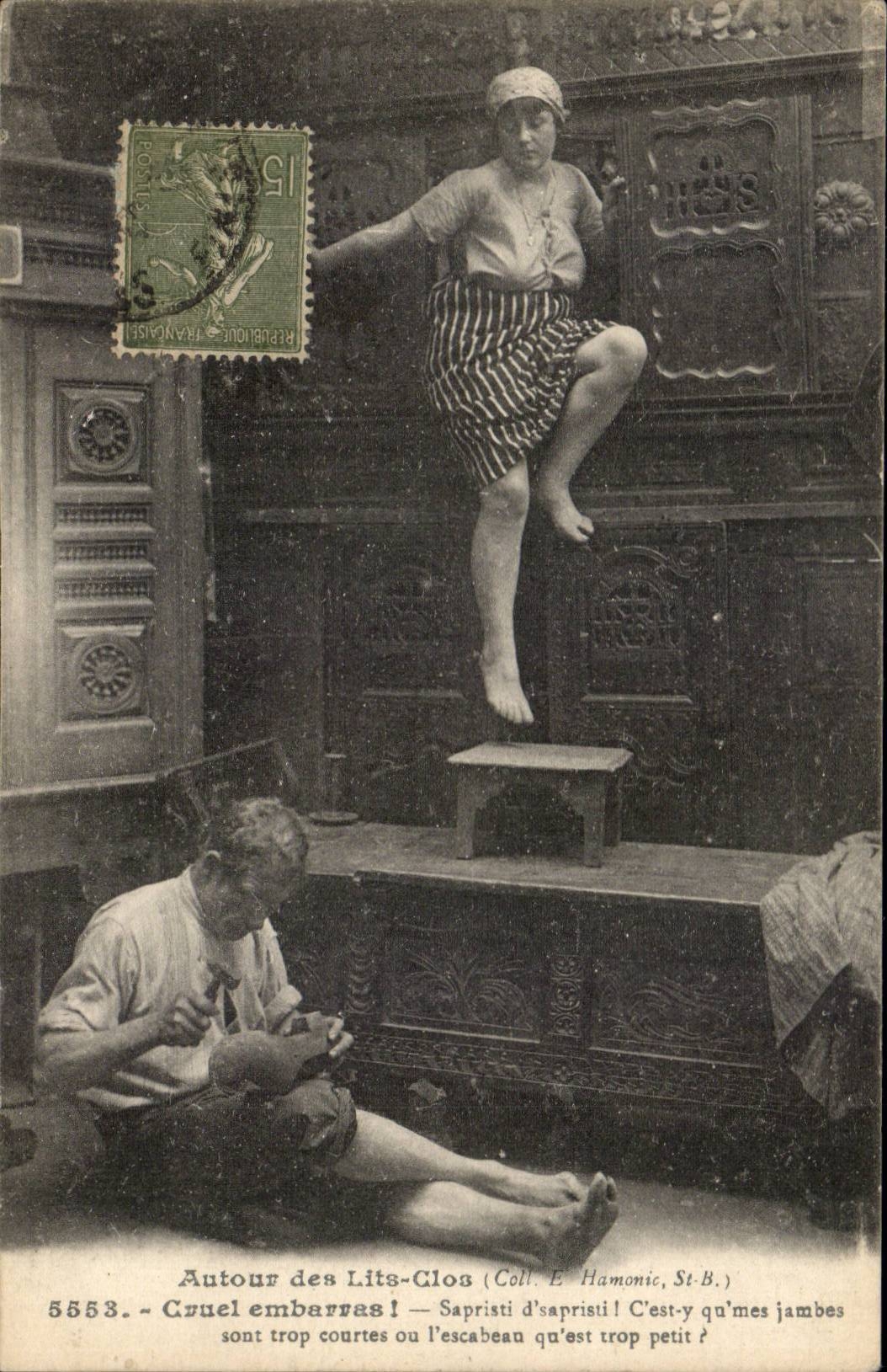 Betten Folklore-Kostum Bretagne-CPA geschlossenes