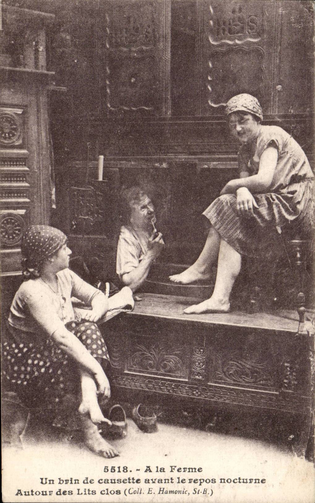 Brittany CPA closed beds Folklore Costume a bit of causette before the night rest