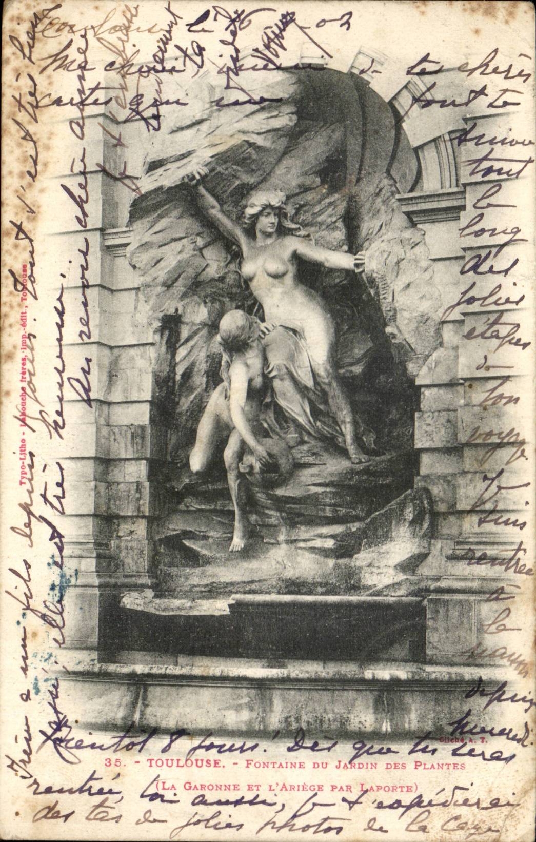 Toulouse CPA Fontaine du jardin des plantes La Garonne et l'Ariege par Laporte