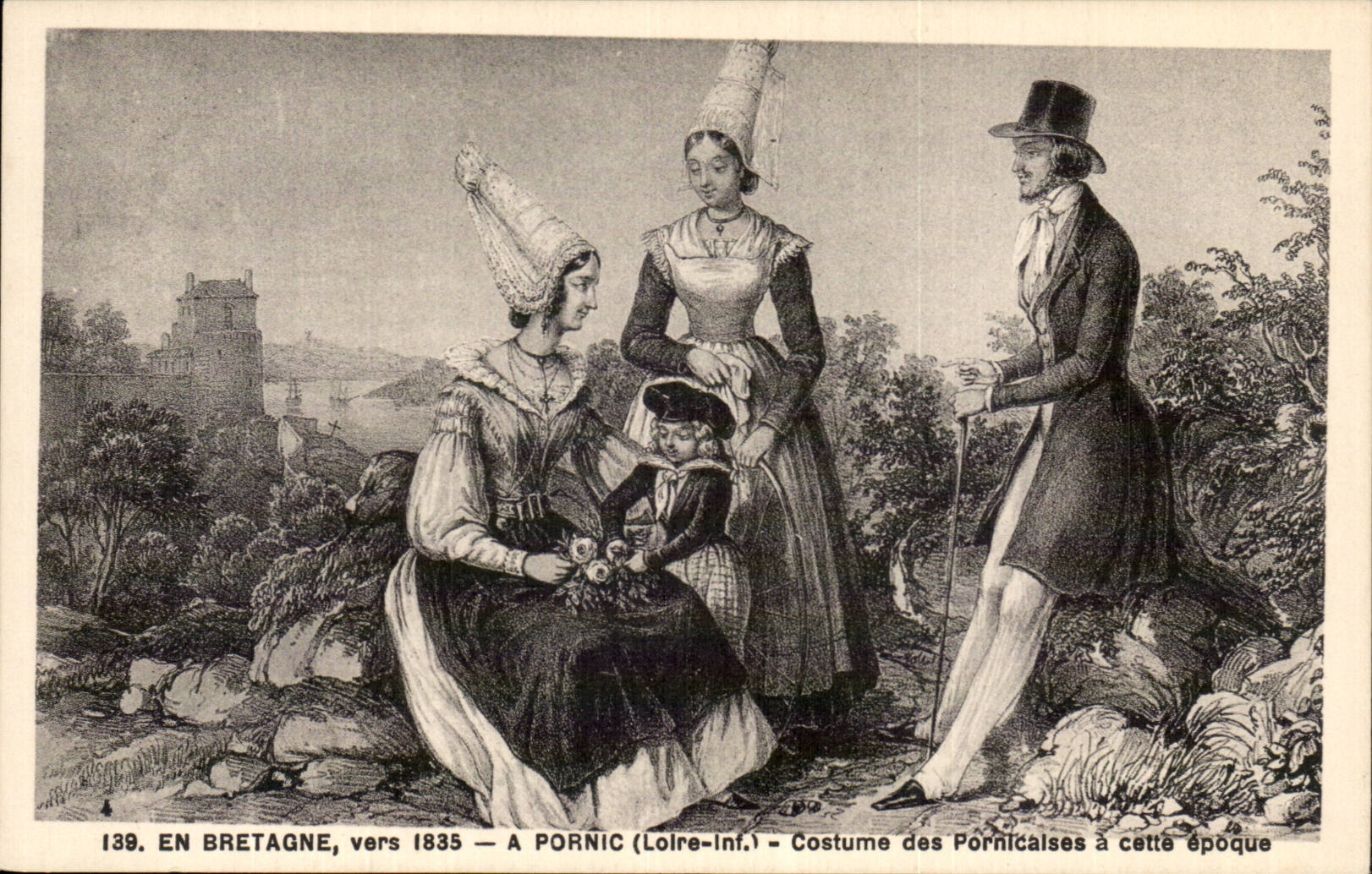 CPA Brittany Folklore In Brittany towards 1835 Pornic Costume of Pornicaises at that time
