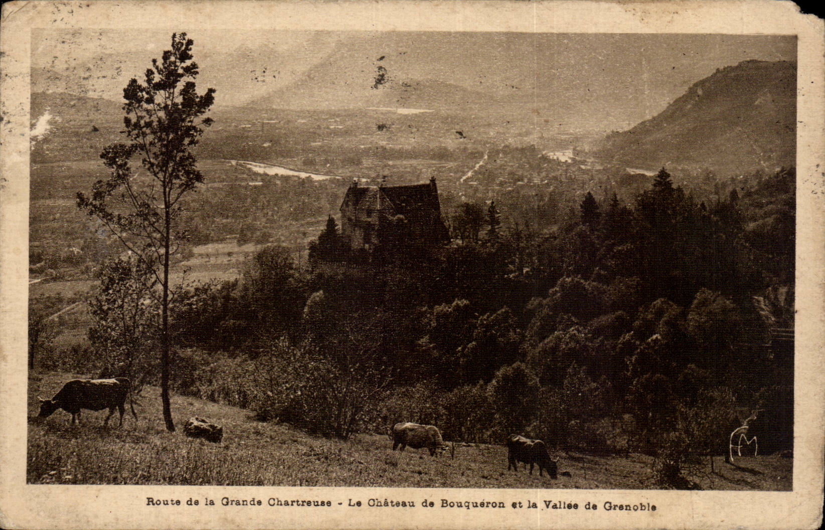 CPA Strasse von grossem Chartreuse das Schloss von Bouqueron und das Tal von Grenoble
