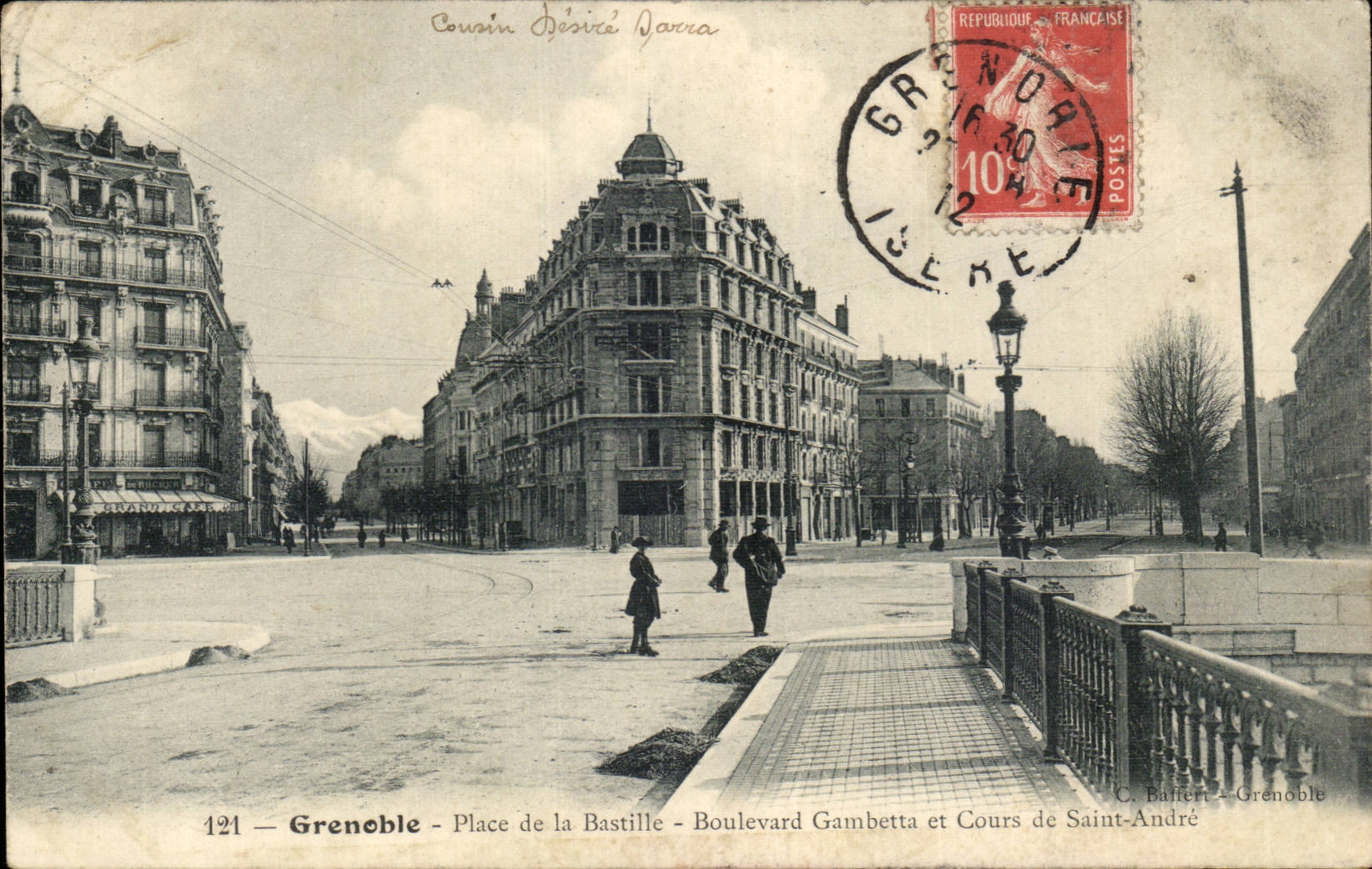 CPA Grenoble Places Bastille Gambetta Boulevard and course of Saint Andre