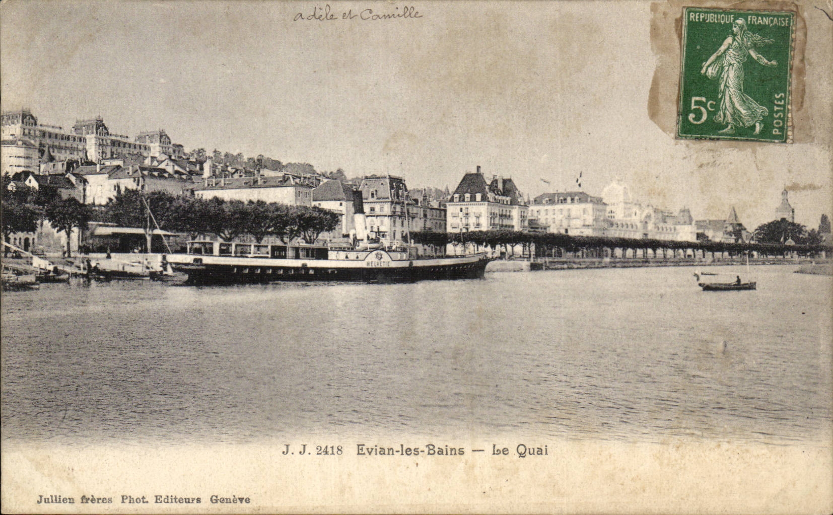 CPA Evian les Bains the quay Helvetie Boat