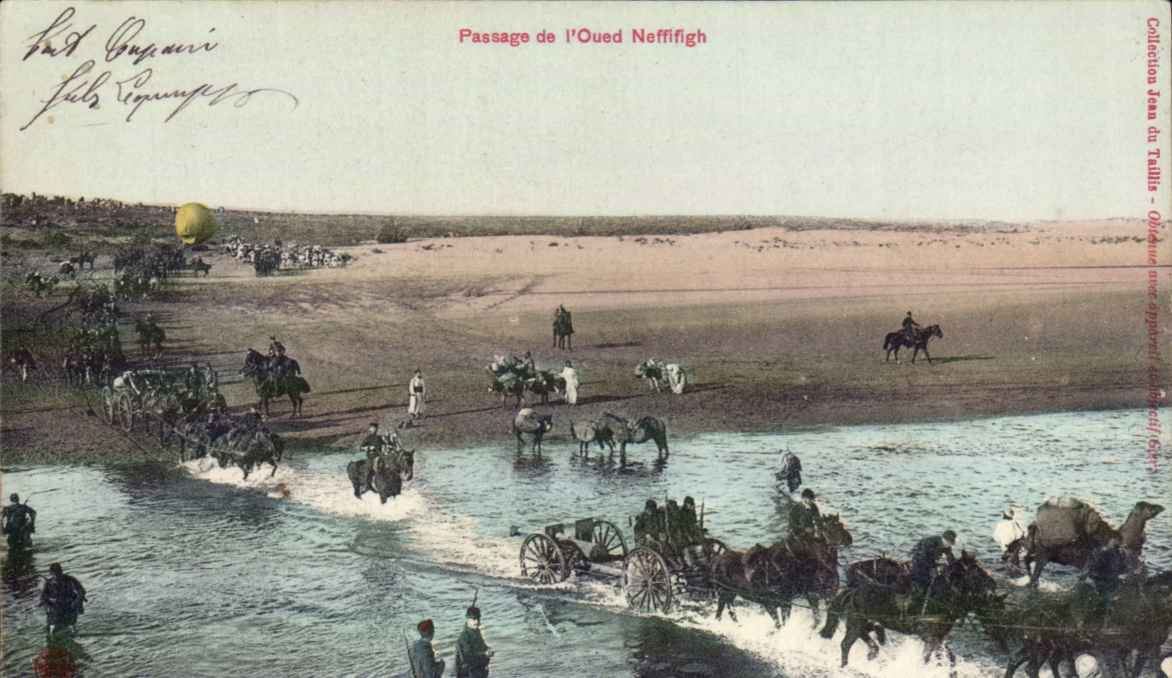 Morocco CPA Passage of the wadi Neffifigh (airship balloon militaria)