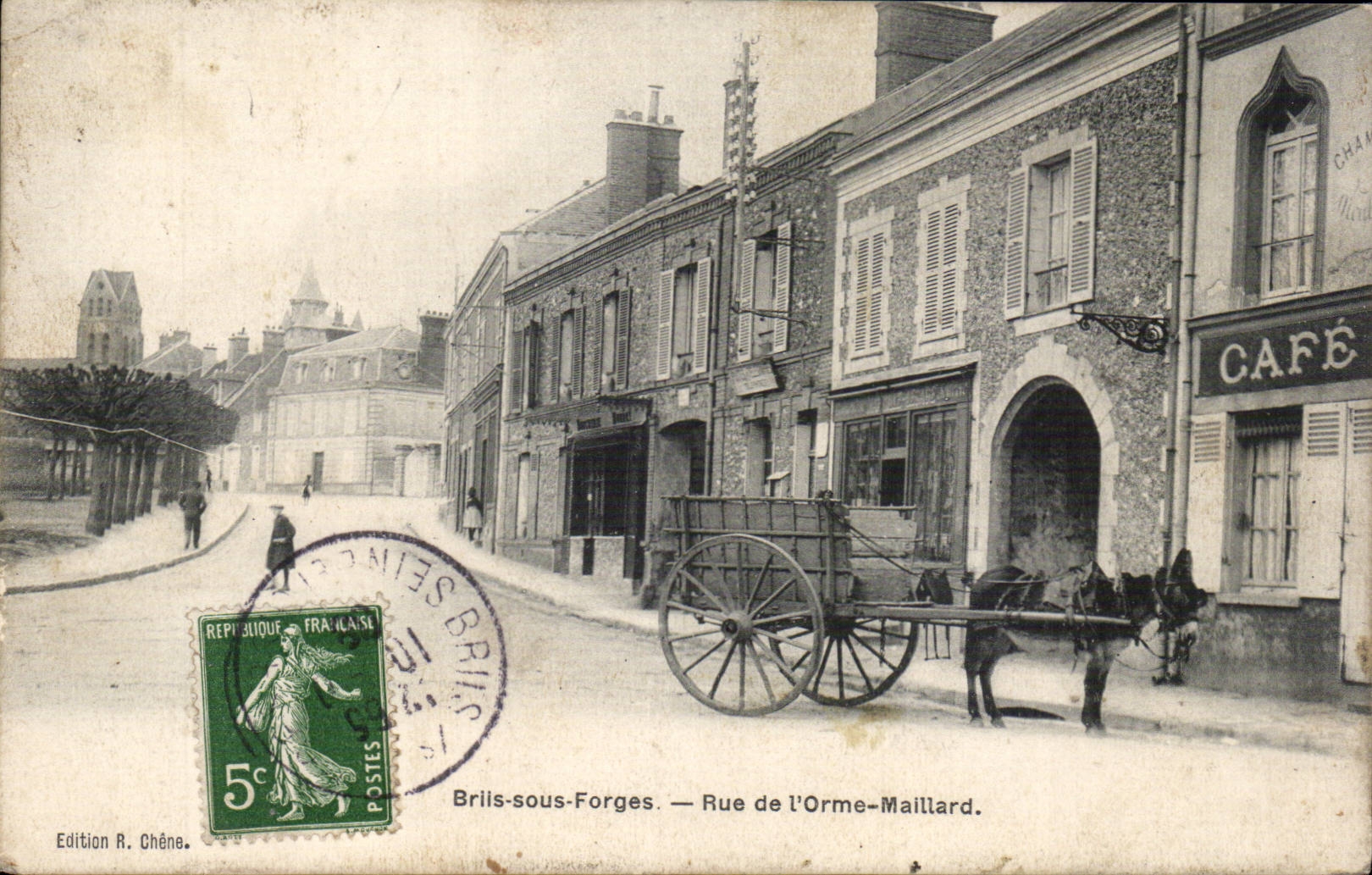 Briis under forging mills CPA Street of the flowering ash Maillard Ass donkey