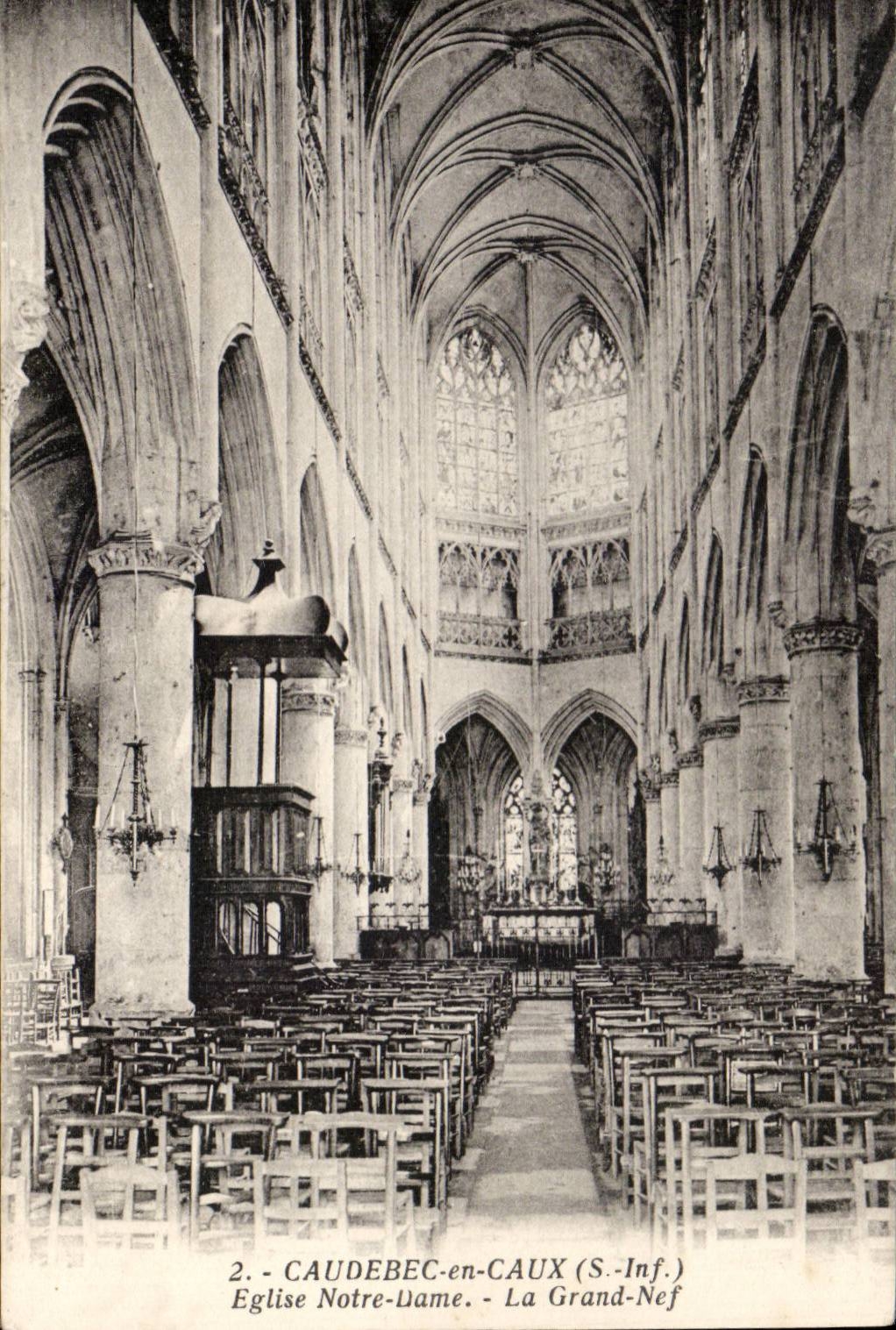 Caudebec in Caux CPA Notre Dame Church large the nave