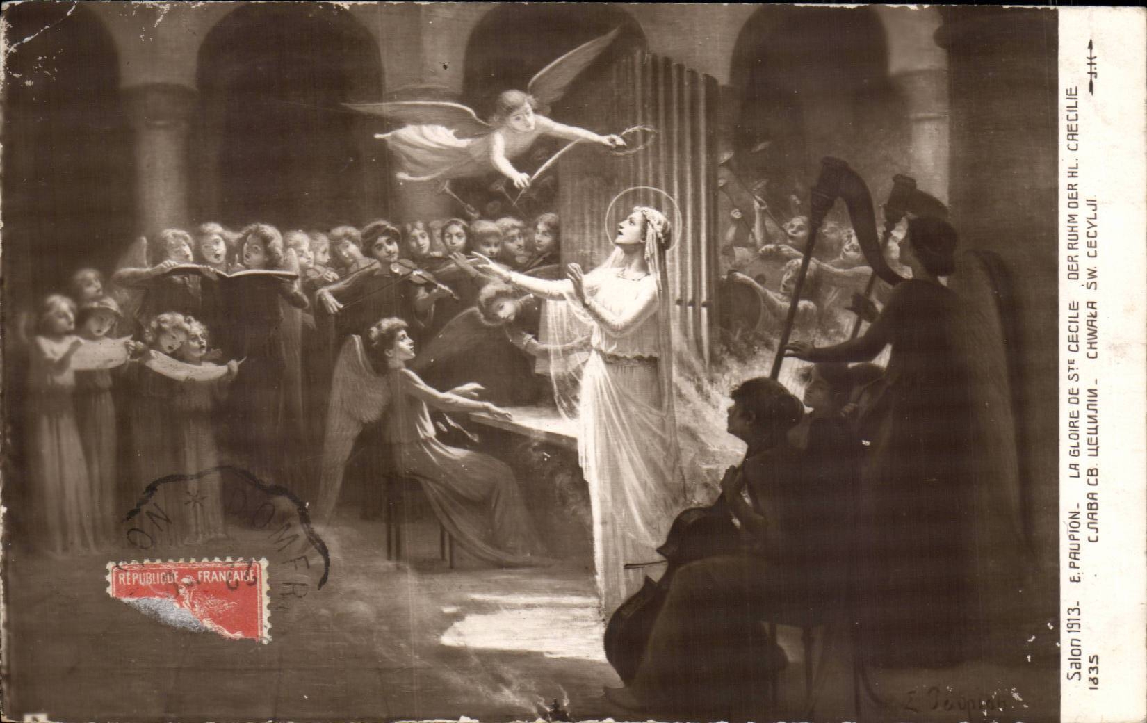 CPA Fantaisie Paupion La gloire de Ste Cecile Ange Angel