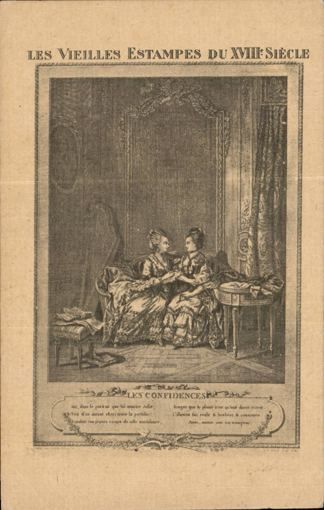 CPA Fantaisie Les vieilles estampes du 18eme Les confidences