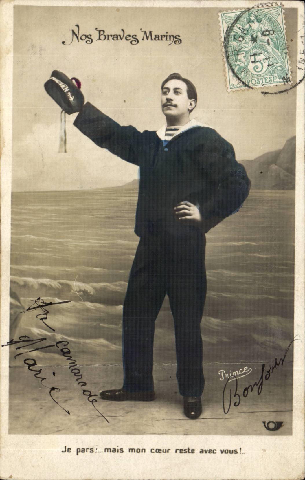 CPA Phantasie unsere tapferen Marinemanner Militaria