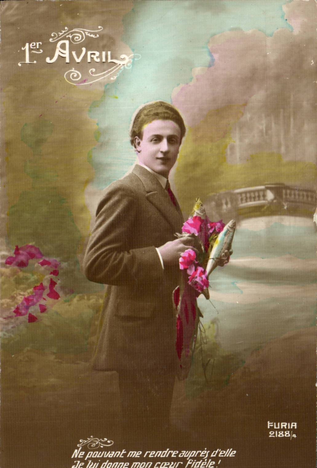 CPA Phantasie Mann Poisson 1 April Ostern Ostern