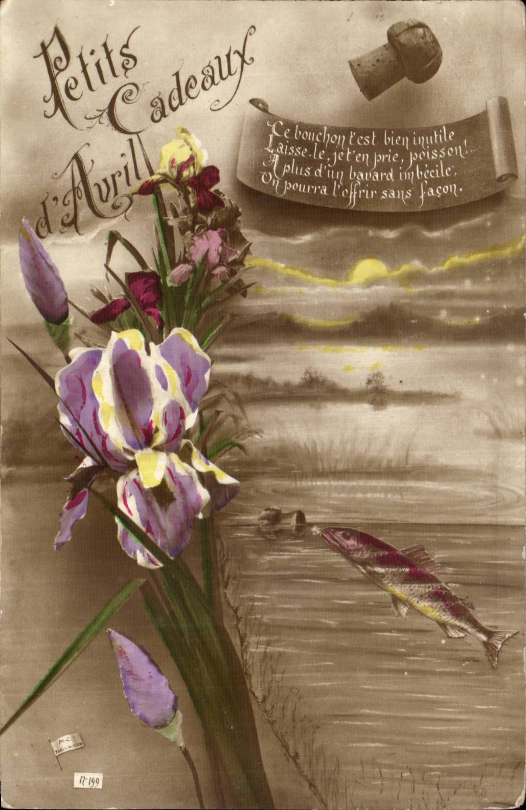 CPA Phantasie bluht Poisson 1 April Ostern Ostern