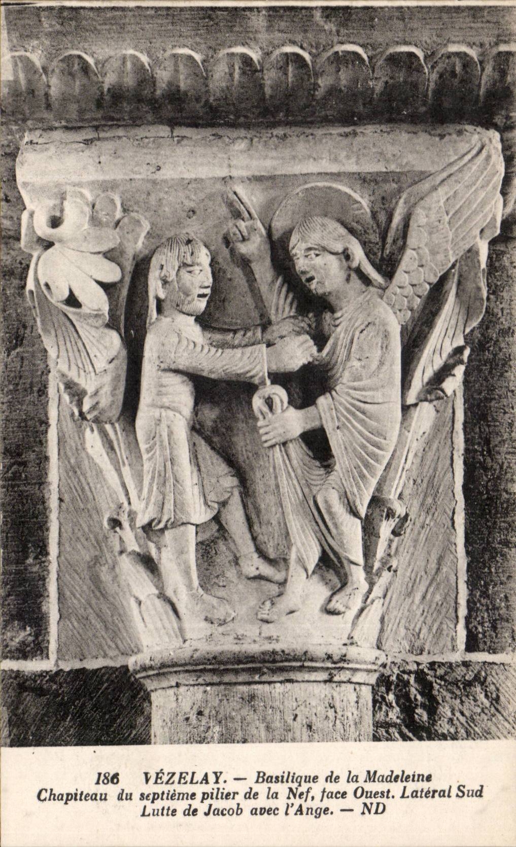 CPA Vezelay Basilique of the Madeleine Chapiteau of the seventh pillar of the nave Fights Jacob with the angel
