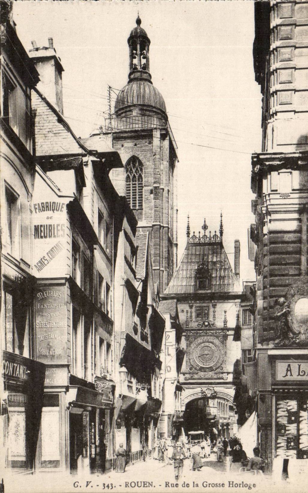 CPA Rouen Street of the large clock