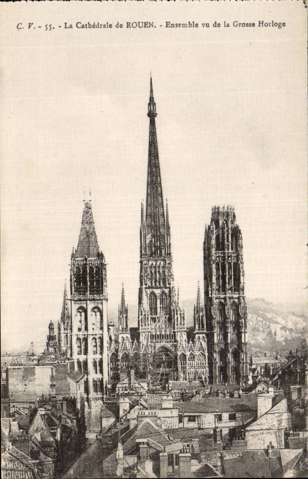 CPA Rouen the cathedral seen Together of the large clock