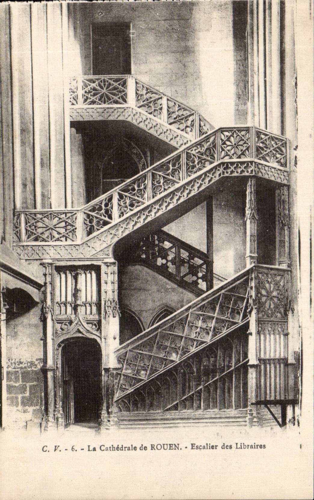 CPA Rouen the cathedral Staircase of the booksellers Library Library