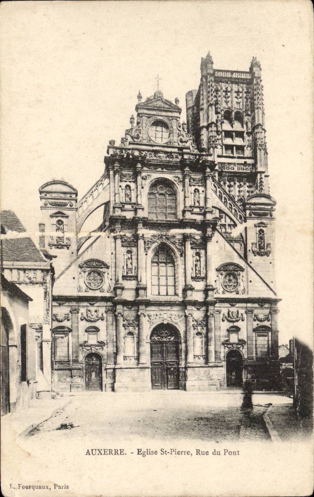 CPA Auxerre Strasse Kirche-Str-Pierre der Brucke