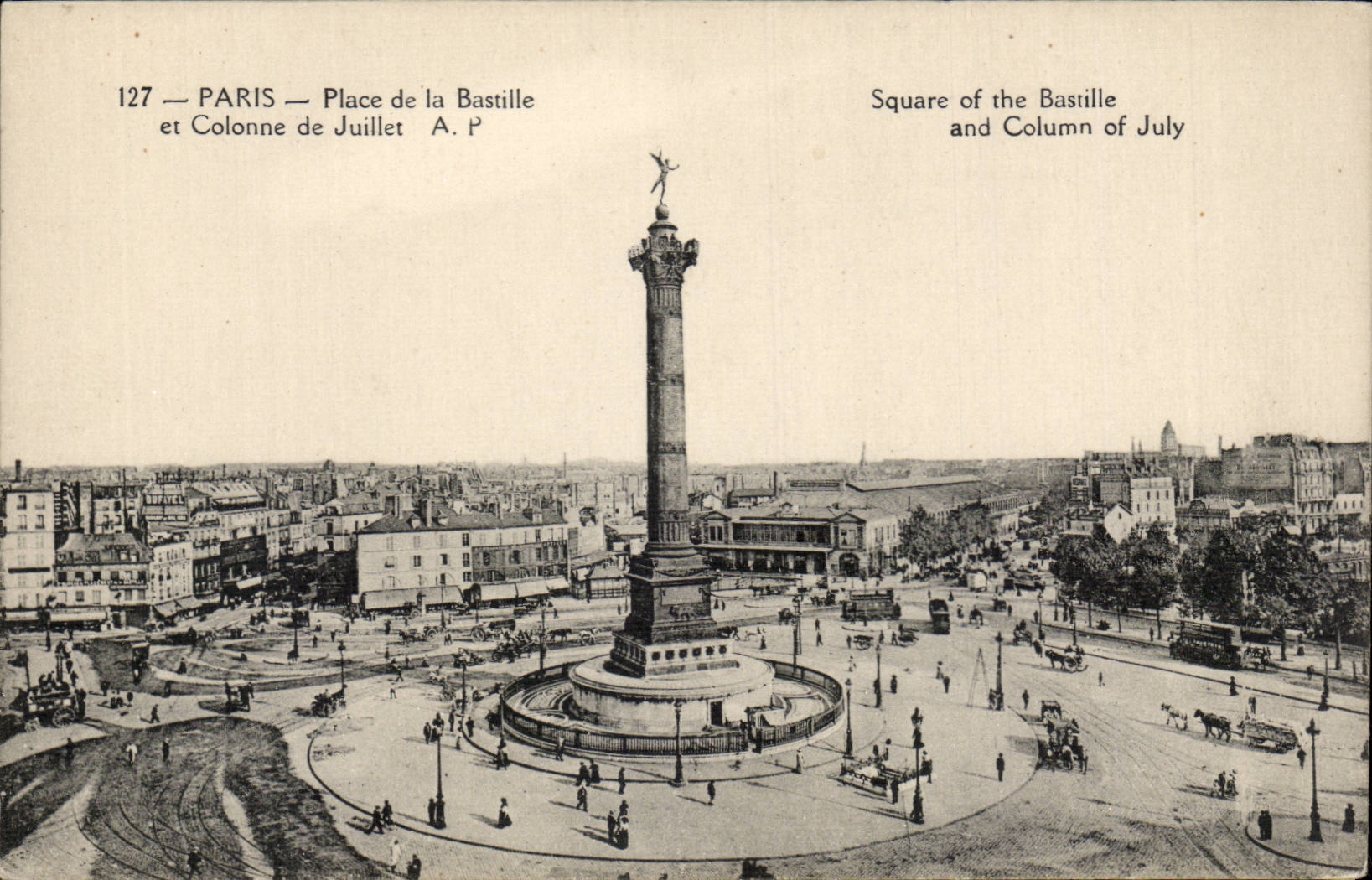 CPA Paris Places Bastille and column of July