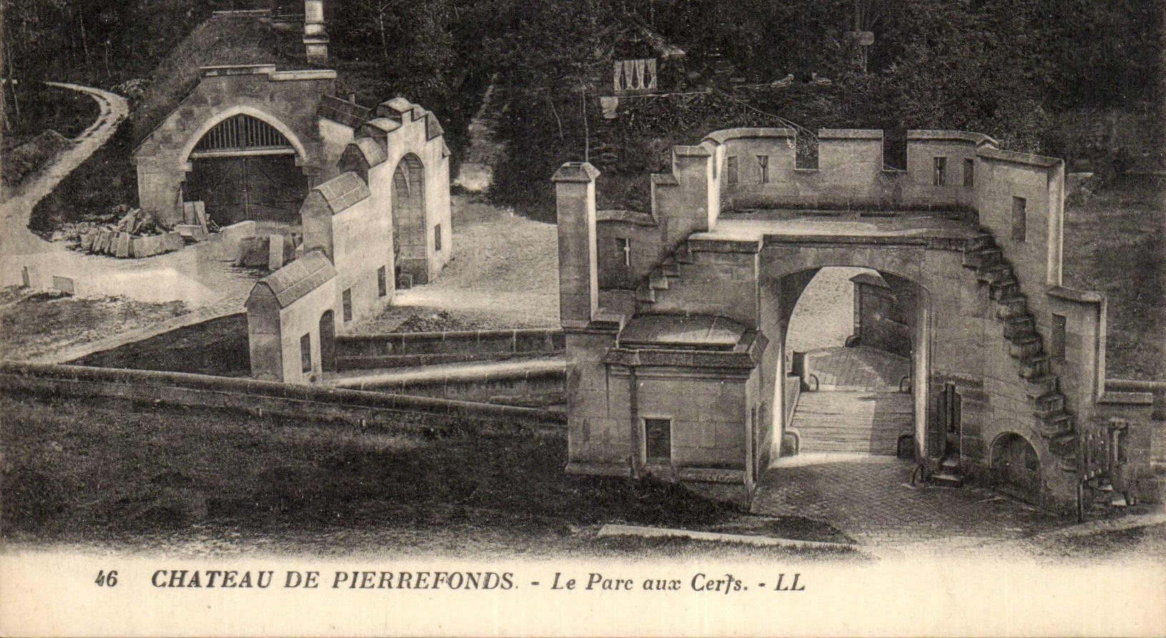 CPA Pierrefonds das Schloss der Park mit den Hirschen